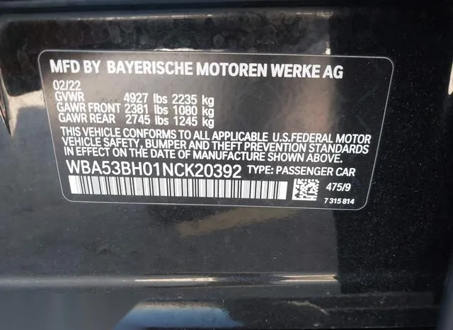 WBA53BH01NCK20392 2022 2022 BMW 5 Series- 530 I 9