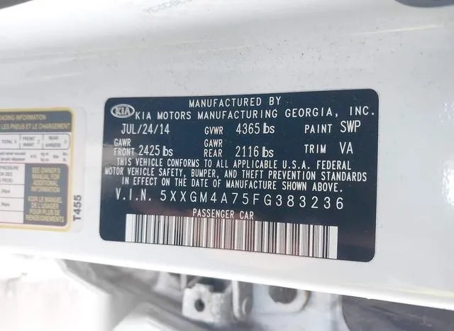 5XXGM4A75FG383236 2015 2015 KIA Optima- LX 9