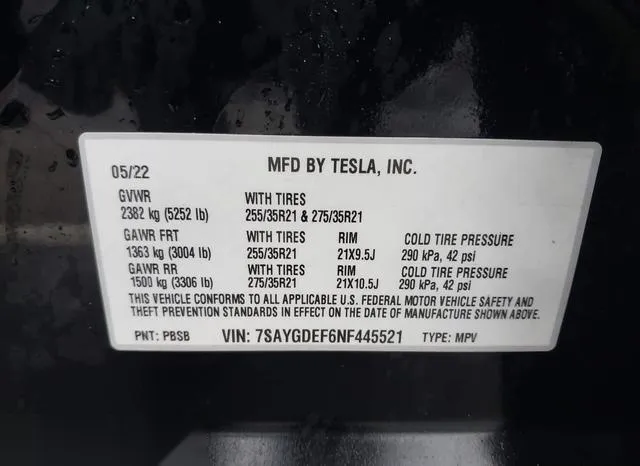 7SAYGDEF6NF445521 2022 2022 Tesla Model Y- Performance Dual 9