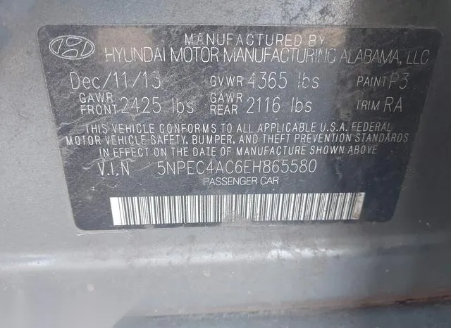 5NPEC4AC6EH865580 2014 2014 Hyundai Sonata- SE 9