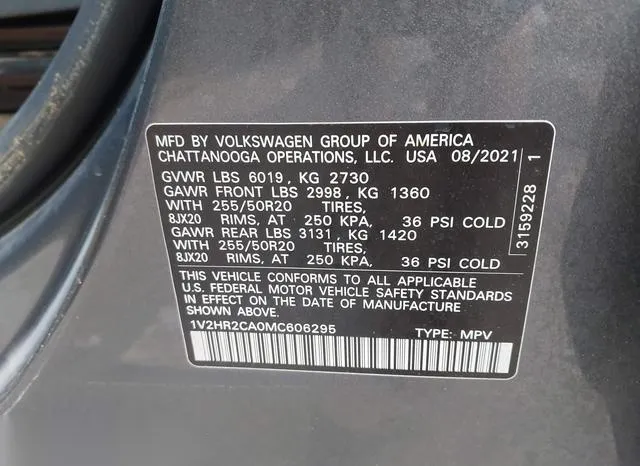 1V2HR2CA0MC606295 2021 2021 Volkswagen Atlas- 3-6L V6 Se W/ 9