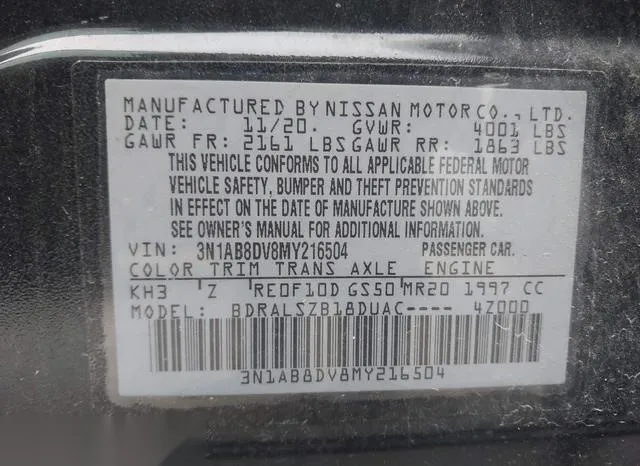 3N1AB8DV8MY216504 2021 2021 Nissan Sentra- Sr Xtronic Cvt 9