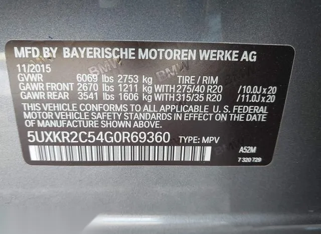 5UXKR2C54G0R69360 2016 2016 BMW X5- Sdrive35I 9