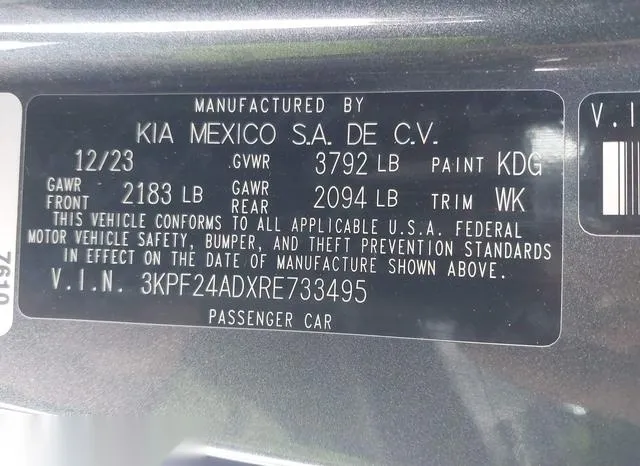 3KPF24ADXRE733495 2024 2024 KIA Forte- Lxs 9