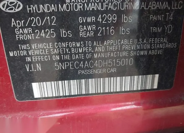 5NPEC4AC4DH515010 2013 2013 Hyundai Sonata- Limited 9