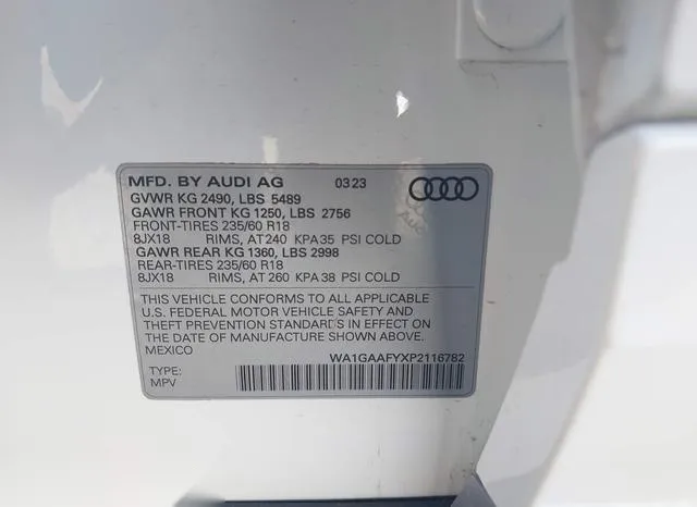 WA1GAAFYXP2116782 2023 2023 Audi Q5- Premium 45 Tfsi S Line 9