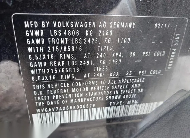 WVGAV7AX8HK030529 2017 2017 Volkswagen Tiguan- 2-0T/2-0T S 9