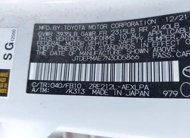 JTDEPMAE7N3005866 2022 2022 Toyota Corolla- LE 9