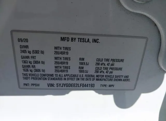 5YJYGDEE2LF044193 2020 2020 Tesla Model Y- Long Range Dual 9