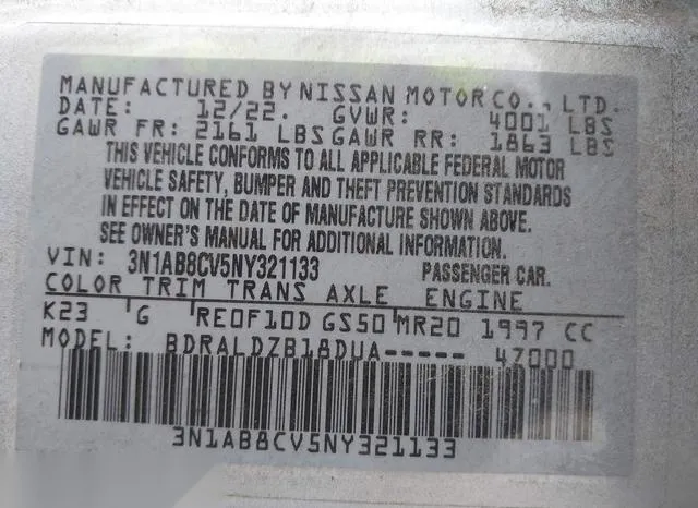 3N1AB8CV5NY321133 2022 2022 Nissan Sentra- Sv Xtronic Cvt 9