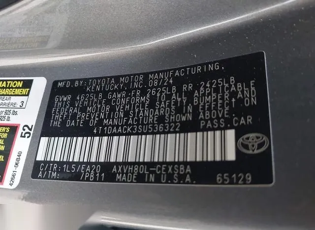 4T1DAACK3SU536322 2025 2025 Toyota Camry- SE 9