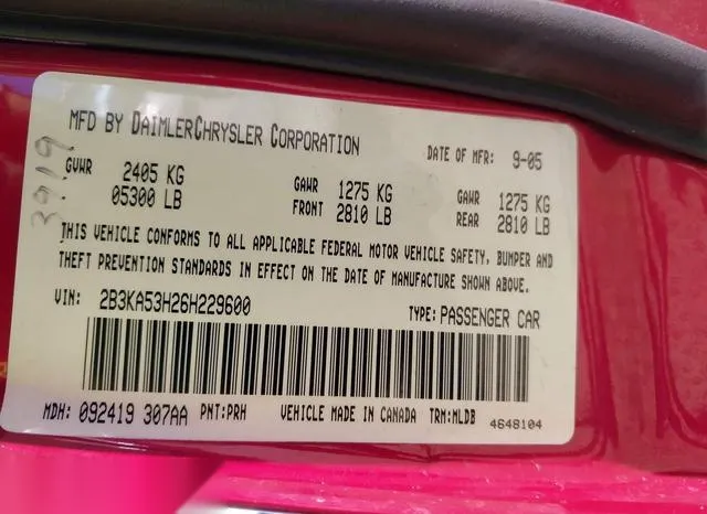 2B3KA53H26H229600 2006 2006 Dodge Charger- RT 9