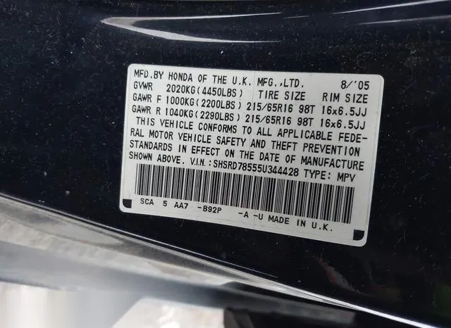 SHSRD78555U344428 2005 2005 Honda CR-V- LX 9