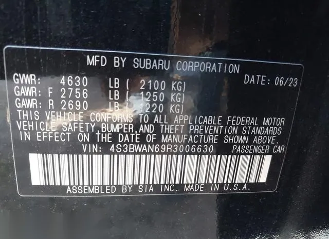 4S3BWAN69R3006630 2024 2024 Subaru Legacy- Limited 9