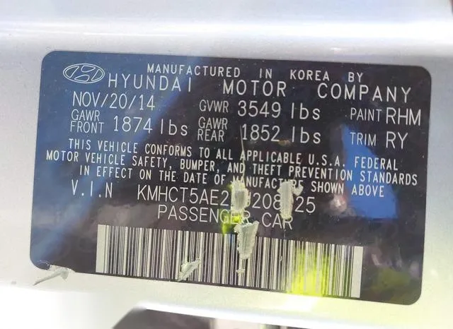 KMHCT5AE2FU208325 2015 2015 Hyundai Accent- GS 9