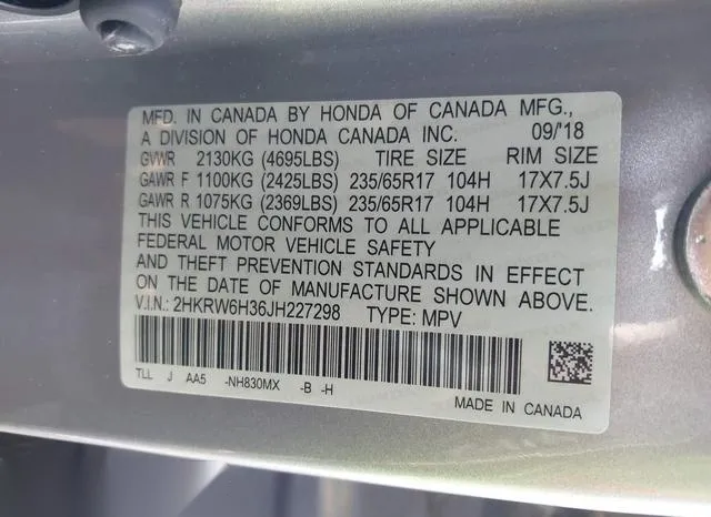 2HKRW6H36JH227298 2018 2018 Honda CR-V- LX 9