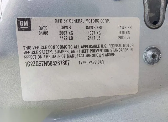 1G2ZG57N584267807 2008 2008 Pontiac G6 9