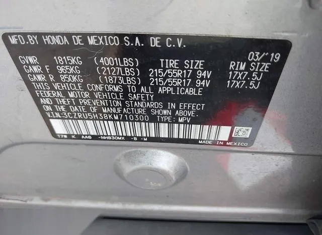 3CZRU5H38KM710300 2019 2019 Honda HR-V- LX 9