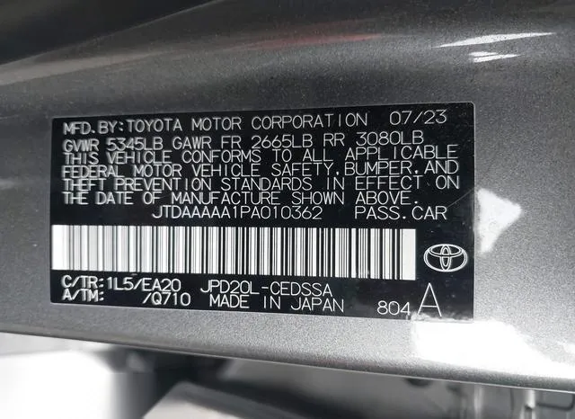 JTDAAAAA1PA010362 2023 2023 Toyota Mirai- Xle 9