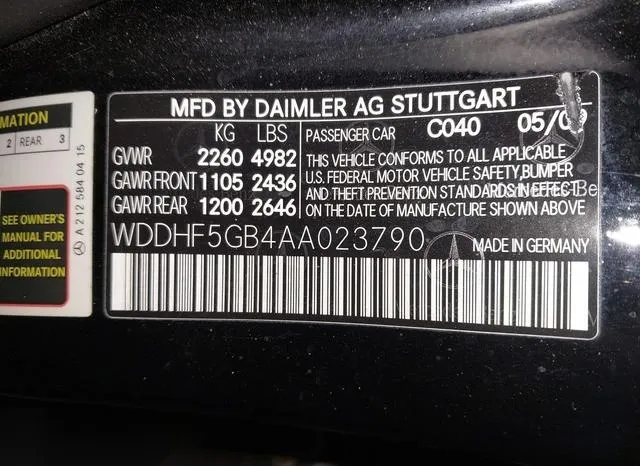 WDDHF5GB4AA023790 2010 2010 Mercedes-Benz E 350- E 350 Sport 9