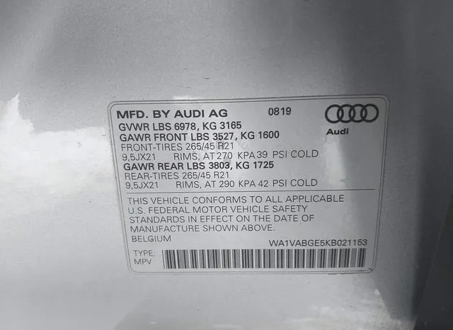 WA1VABGE5KB021153 2019 2019 Audi E-Tron- Premium Plus 9