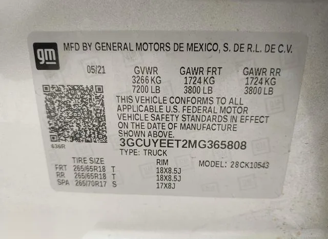 3GCUYEET2MG365808 2021 2021 Chevrolet Silverado 1500- 4Wd 9