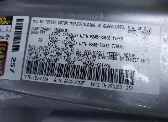 3TYSX5EN9MT005307 2021 2021 Toyota Tacoma- SR 9