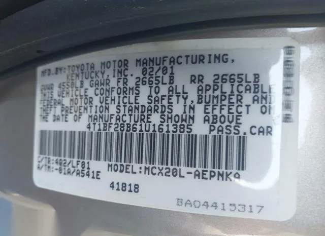 4T1BF28B61U161385 2001 2001 Toyota Avalon- XL 9