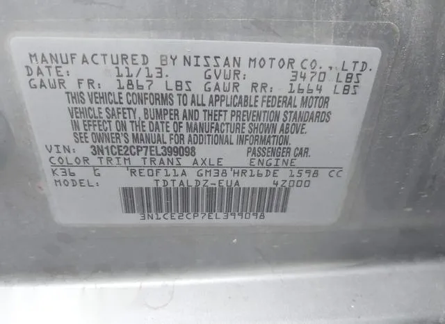 3N1CE2CP7EL399098 2014 2014 Nissan Versa- Note SV 9