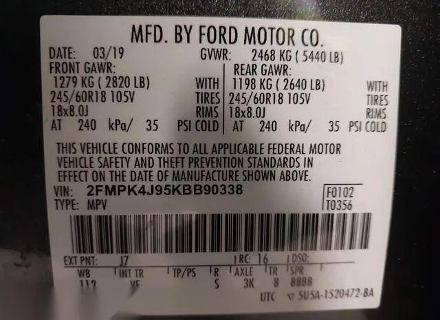 2FMPK4J95KBB90338 2019 2019 Ford Edge- Sel 9