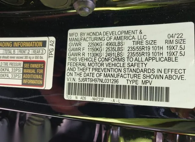 5J6RT6H97NL031296 2022 2022 Honda CR-V- Hybrid Touring 9