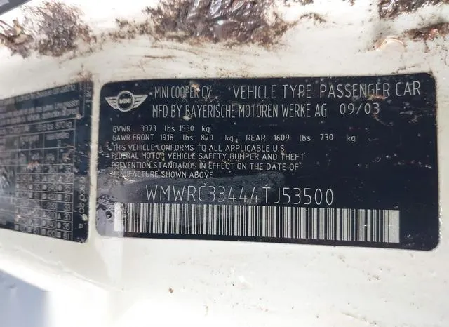 WMWRC33444TJ53500 2004 2004 Mini Cooper 9