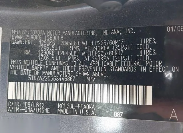 5TDZA22C56S446867 2006 2006 Toyota Sienna- Xle Limited 9