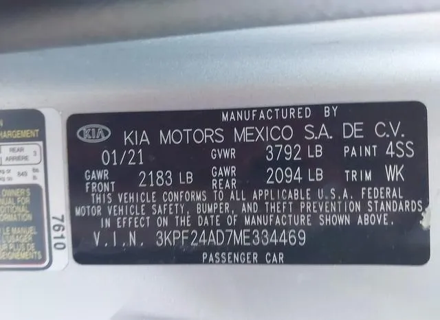 3KPF24AD7ME334469 2021 2021 KIA Forte- Lxs 9