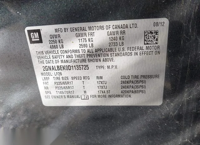 2GNALBEK0D1135725 2013 2013 Chevrolet Equinox- LS 9