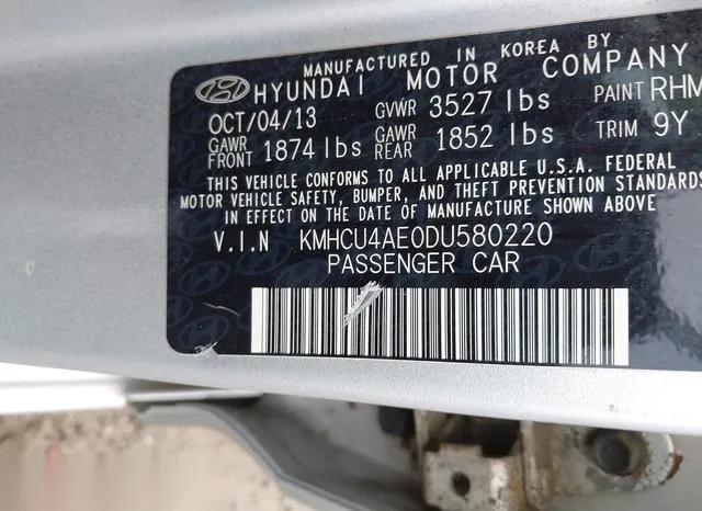 KMHCU4AE0DU580220 2013 2013 Hyundai Accent- Gls 9