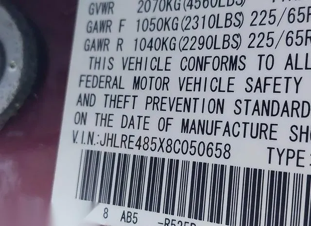 JHLRE485X8C050658 2008 2008 Honda CR-V- EX 9
