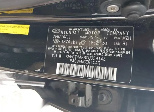 KMHCT4AE8CU039143 2012 2012 Hyundai Accent- Gls 9