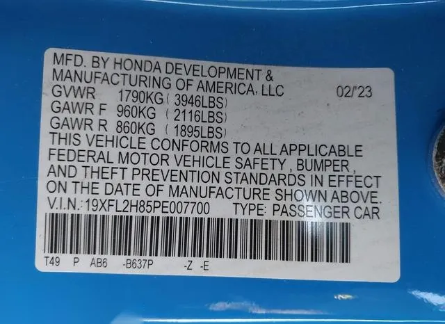 19XFL2H85PE007700 2023 2023 Honda Civic- Sport 9