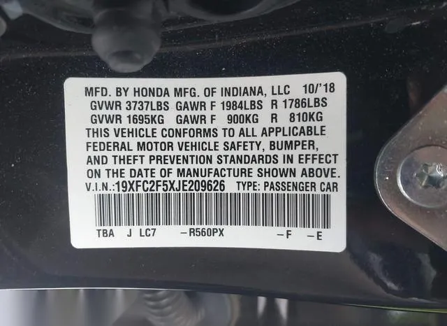 19XFC2F5XJE209626 2018 2018 Honda Civic- LX 9