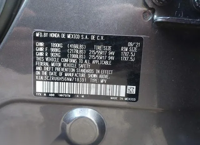 3CZRU6H56NM718391 2022 2022 Honda HR-V- Awd Ex 9