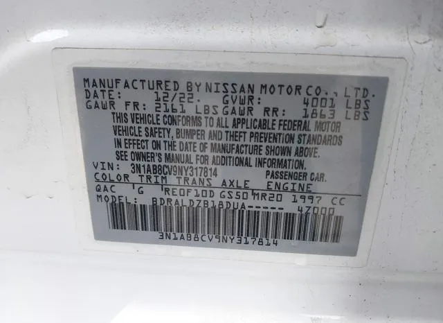 3N1AB8CV9NY317814 2022 2022 Nissan Sentra- Sv Xtronic Cvt 9