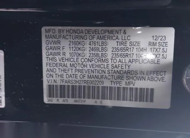 7FARS3H27RE002209 2024 2024 Honda CR-V- Lx 2Wd 9