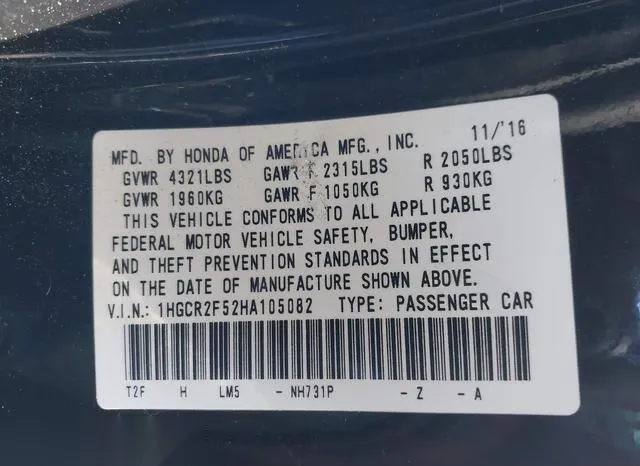 1HGCR2F52HA105082 2017 2017 Honda Accord- Sport 9