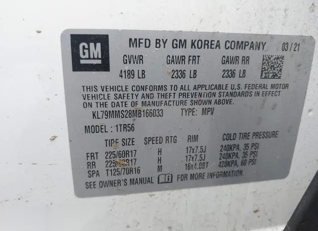 KL79MMS28MB166033 2021 2021 Chevrolet Trailblazer- Fwd Ls 9