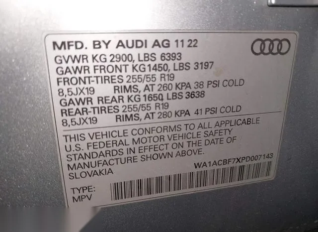 WA1ACBF7XPD007143 2023 2023 Audi Q7- Premium 45 Tfsi Quattr 9