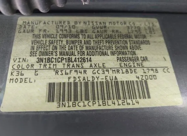 3N1BC1CP1BL412614 2011 2011 Nissan Versa- 1-8S 9