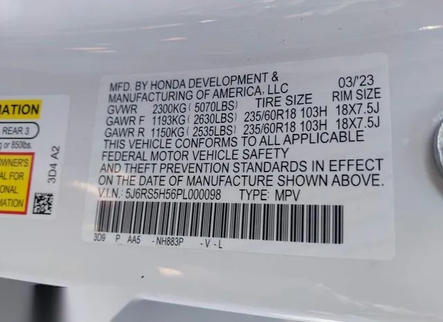 5J6RS5H56PL000098 2023 2023 Honda CR-V- Hybrid Sport 9