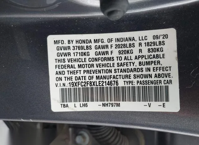 19XFC2F8XLE214676 2020 2020 Honda Civic- Sport 9