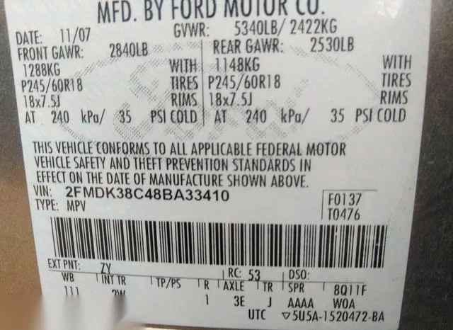 2FMDK38C48BA33410 2008 2008 Ford Edge- Sel 9